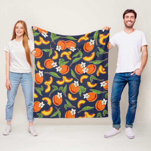 Georgia Peaches & Peach Blossoms Fleece Blanket (In Situ)