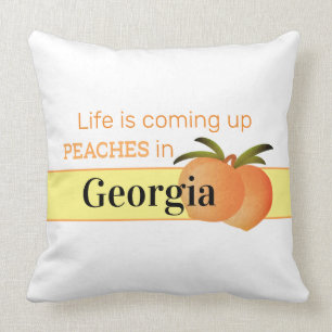 Georgia Peaches Square Throw Pillow