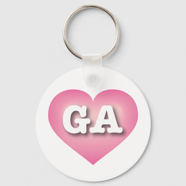 Georgia Pink Fade Heart - I love GA Keychain (Front)