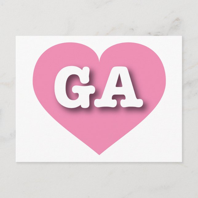 Georgia Pink Heart - I love GA Postcard (Front)