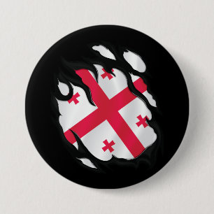 Georgia Ripped Flag 3 Inch Round Button