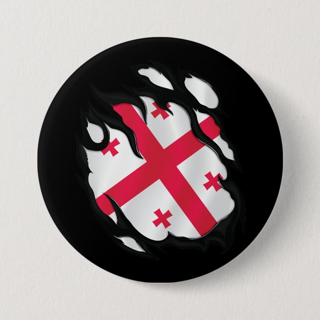 Georgia Ripped Flag 3 Inch Round Button (Front)