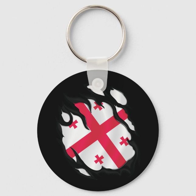 Georgia Ripped Flag Keychain (Front)