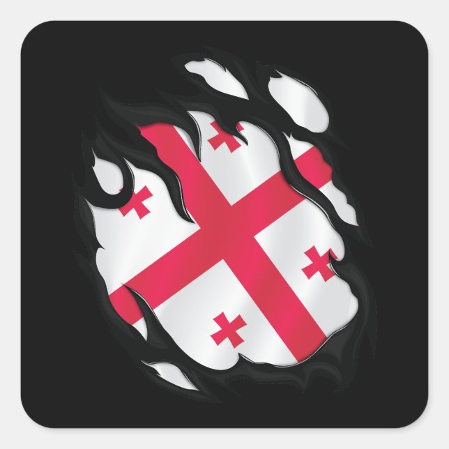 Georgia Ripped Flag Square Sticker (Front)