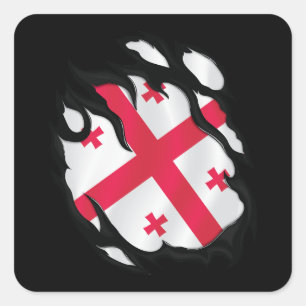 Georgia Ripped Flag Square Sticker