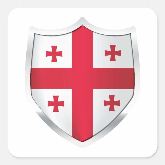Georgia Silver Shield Flag Square Sticker (Front)