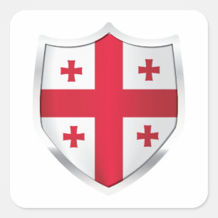 Georgia Silver Shield Flag Square Sticker