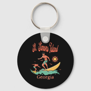 Georgia St. Simons Island Ga Surfer Surfing Fishin Keychain