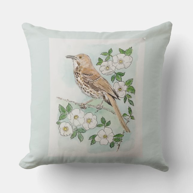 Georgia state bird and flower  throw pillow (Front)