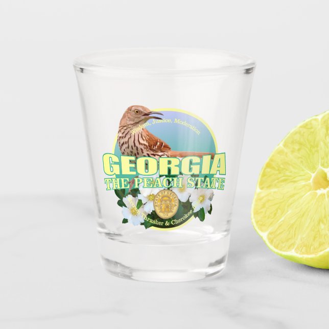Georgia State Bird & Flower Shot Glass (Front)