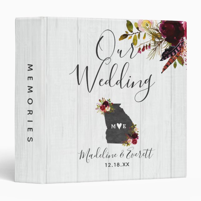 Georgia State Destination Wedding Photo Album Binder (Front/Spine)