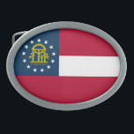 Georgia State Flag Belt Buckle<br><div class="desc">Patriotic Georgia state flag.</div>