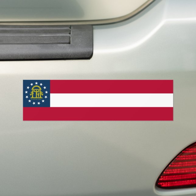 Georgia State Flag Bumper Sticker (On Car)