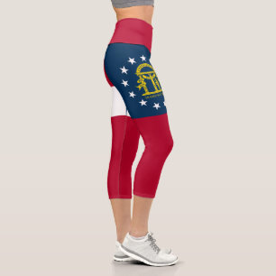 Georgia State Flag Capri Leggings