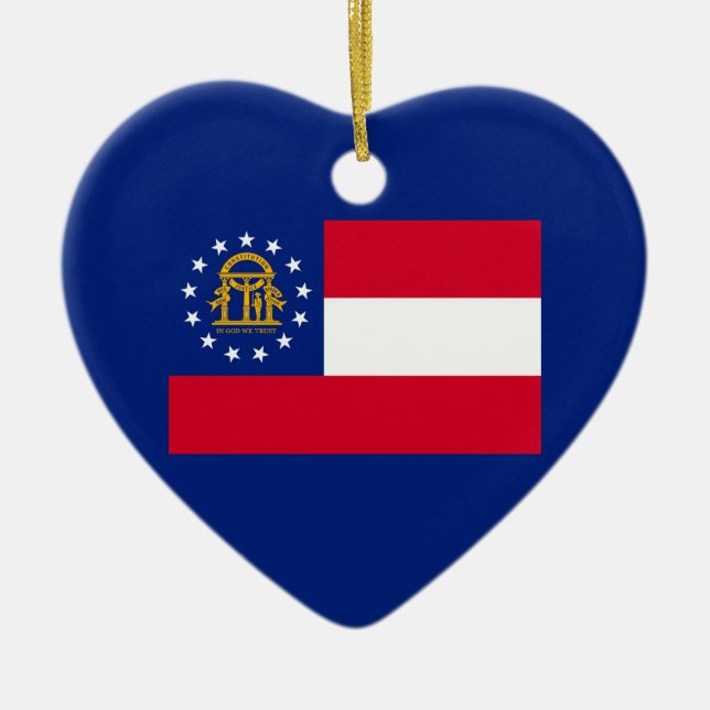 Georgia State Flag Design Decor Ceramic Ornament (Front)