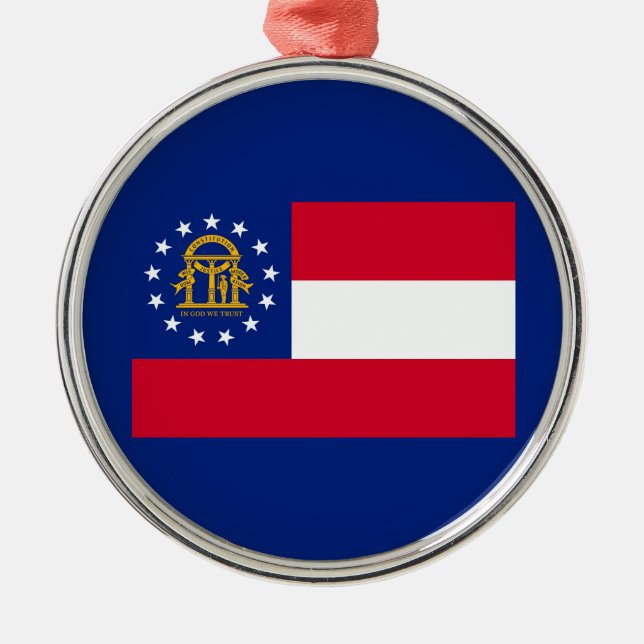 Georgia State Flag Design Decor Metal Ornament (Front)