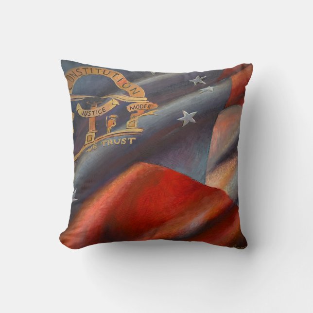 Georgia State Flag Painting Throw Pillow (Front)