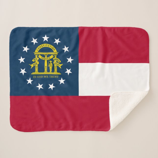 Georgia State Flag Sherpa Blanket (Front (Horizontal))