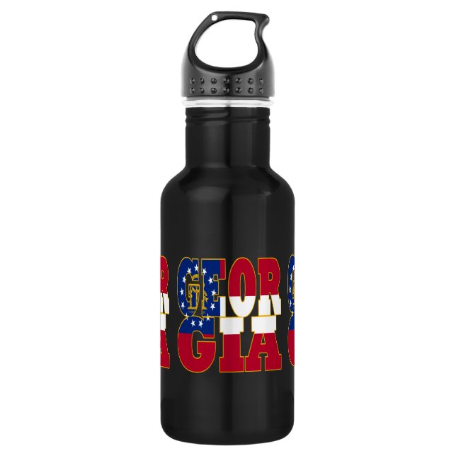 Georgia state flag text 532 ml water bottle (Front)