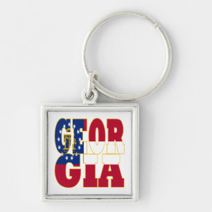 Georgia state flag text keychain