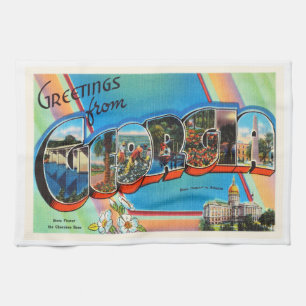 Georgia State GA Old Vintage Travel Souvenir Kitchen Towel