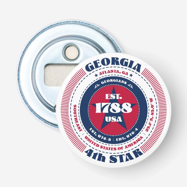Georgia State Information Circle Bottle Opener (Front)