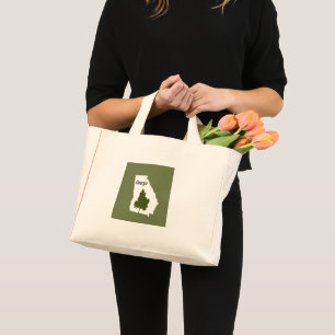 Georgia State map green tree and text Mini Tote Bag