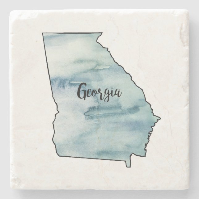 Georgia State Map Marble Stone Coaster (Front)