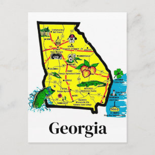 Georgia State Map Postcard