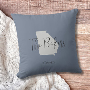 Georgia State Outline Family Name Throw Pillow