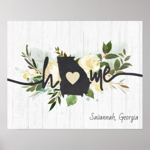 Georgia State Personalized Your Home City Rustic Poster