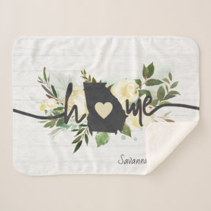 Georgia State Personalized Your Home City Rustic Sherpa Blanket