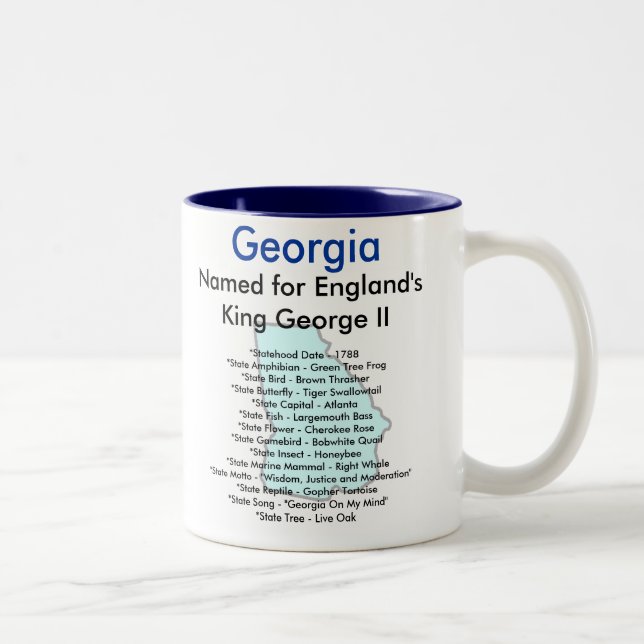 Georgia Symbols & Map Two-Tone Coffee Mug (Right)