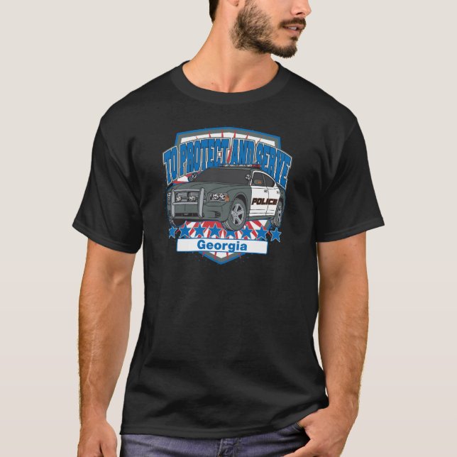 Georgia To Protect and Serve Police Car T-Shirt (Front)
