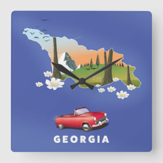 Georgia travel poster square wall clock