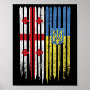 Georgia Ukraine Georgian Ukrainian Flag  Poster