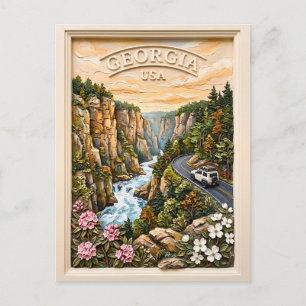 Georgia US Road Trip Vintage 3D Textured Landscape Postcard