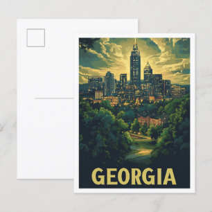 Georgia USA Art Vintage Illustration Travel Postcard