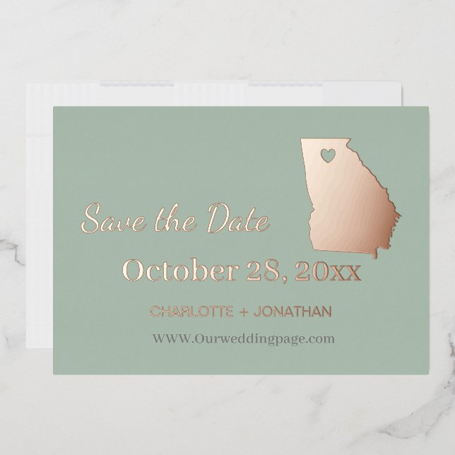 Georgia Wedding Save The Date Rose Gold   (Envelope)