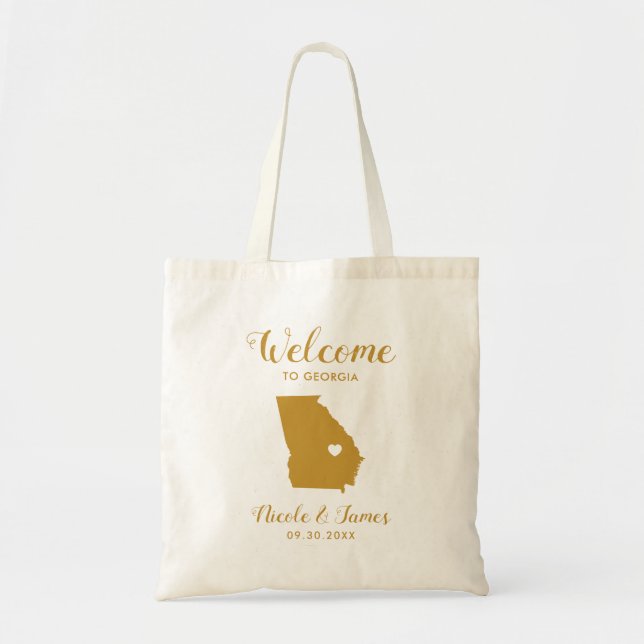 Georgia Wedding Welcome Bag, Destination Tote Bag (Front)