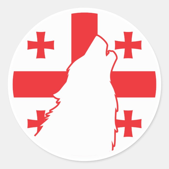 Georgia Wolf Georgian National Animal Flag Classic Round Sticker (Front)