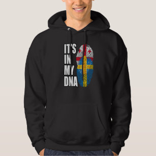Georgian And Swedish Mix DNA Flag Heritage Hoodie