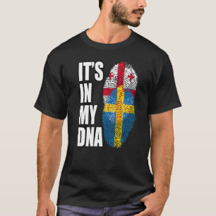 Georgian And Swedish Mix DNA Flag Heritage T-Shirt
