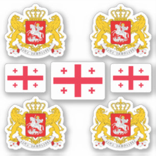 Georgian coat of arms and flag Sticker