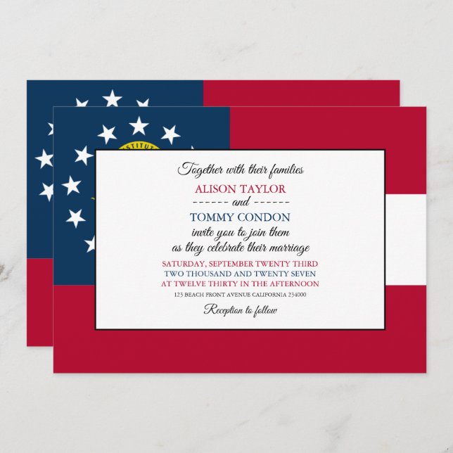 Georgian Flag, Flag of Georgia Wedding Invitation (Front/Back)