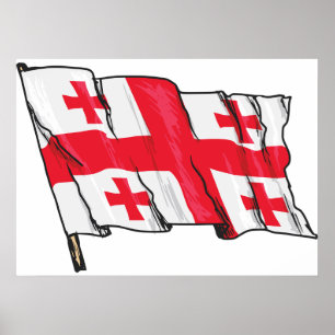 Georgian Flag Red and White Cross Poster