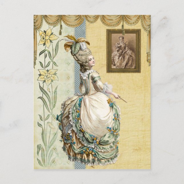 Georgian Lady looking at by Boucher Postcard (Front)