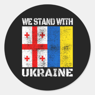 Georgian Support Ukrainian We Stand With Ukraine F Classic Round Sticker