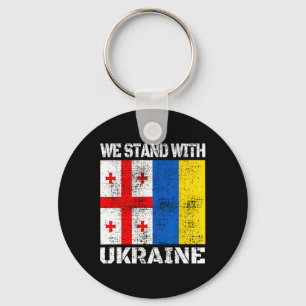 Georgian Support Ukrainian We Stand With Ukraine F Keychain