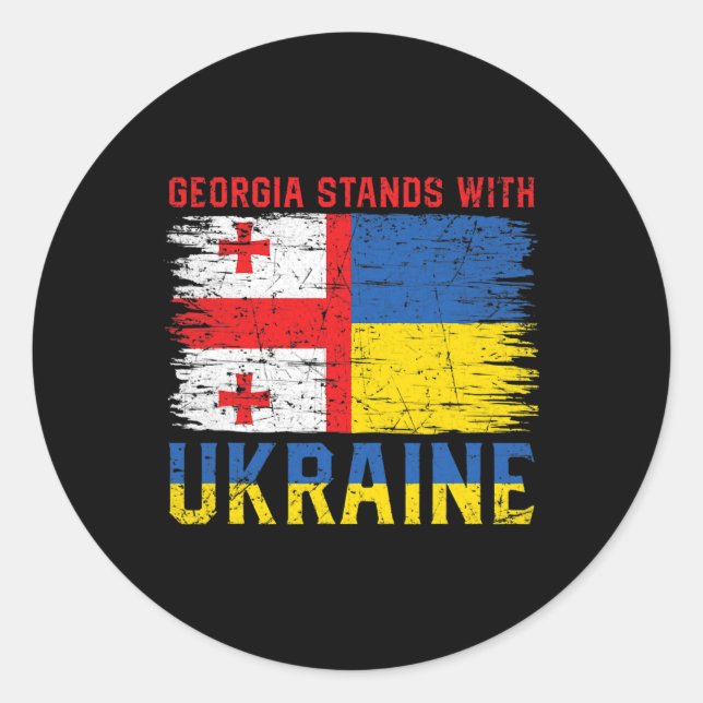 Georgian-ukrainian Flag Flag - Friendly Countries  Classic Round Sticker (Front)